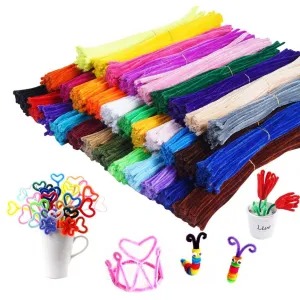 00pcs High-Density 12-Inch Velvet Pipe Cleaners / Chenille Stems / Limpiapipas | Soft Plush Twistable Wires for DIY Flower Making, Kids & School Crafts